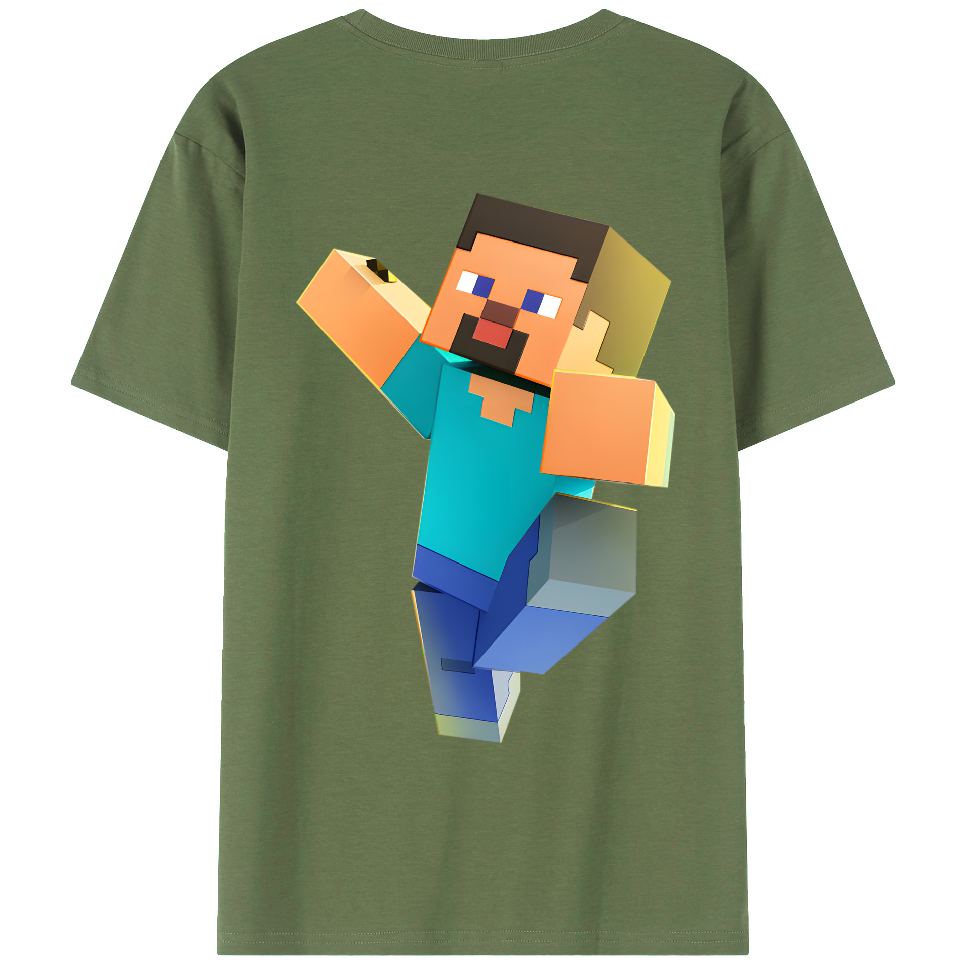 （画像用） マインクラフト ブロックの世界 Minecraft MC Block world 綿100％ メンズ半袖Tシャツ（バックプリント） 通気性